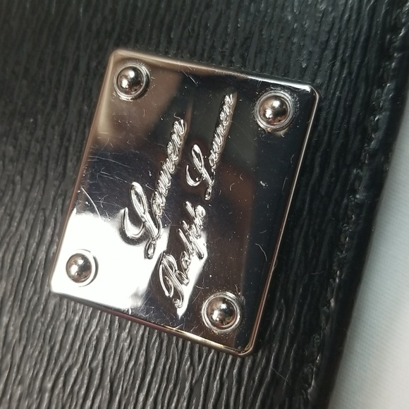 - Ralph Lauren Black Leather Sloan Street Textured Slim Long Carryall Wall… - Picture 2 of 8